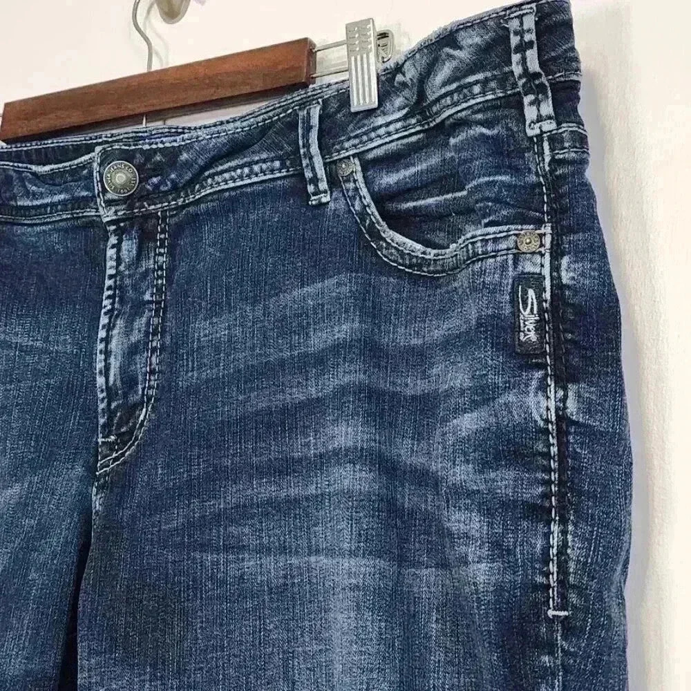 Silver Jeans Sam Mid-Rise Western Stretch Denim Woman's Plus Sz 24xL29‎ - Picture 2 of 11